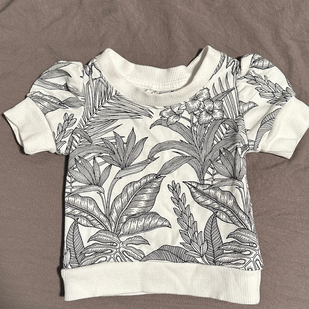 Janie and Jack Black and White Floral Polo